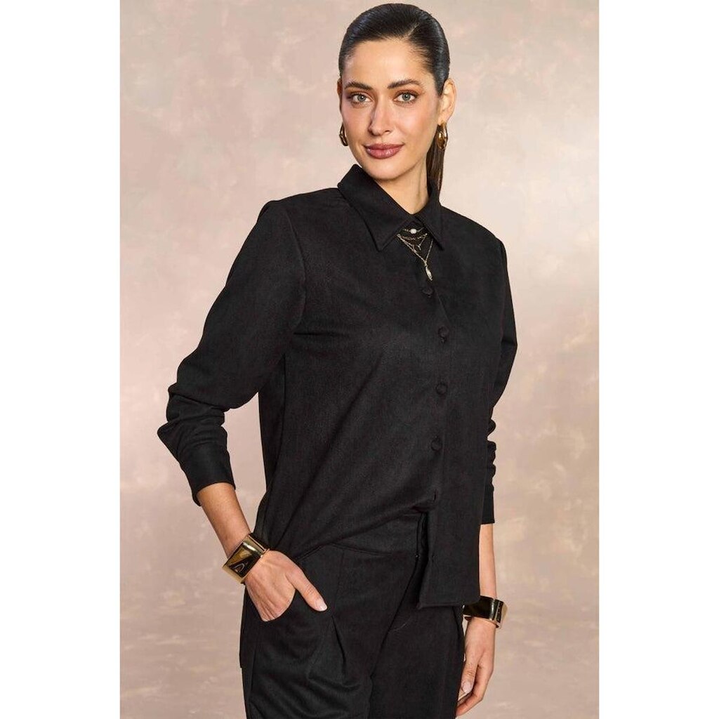 CAMISA MANGA LONGA SUEDE DOCE TRAMA FEMININA