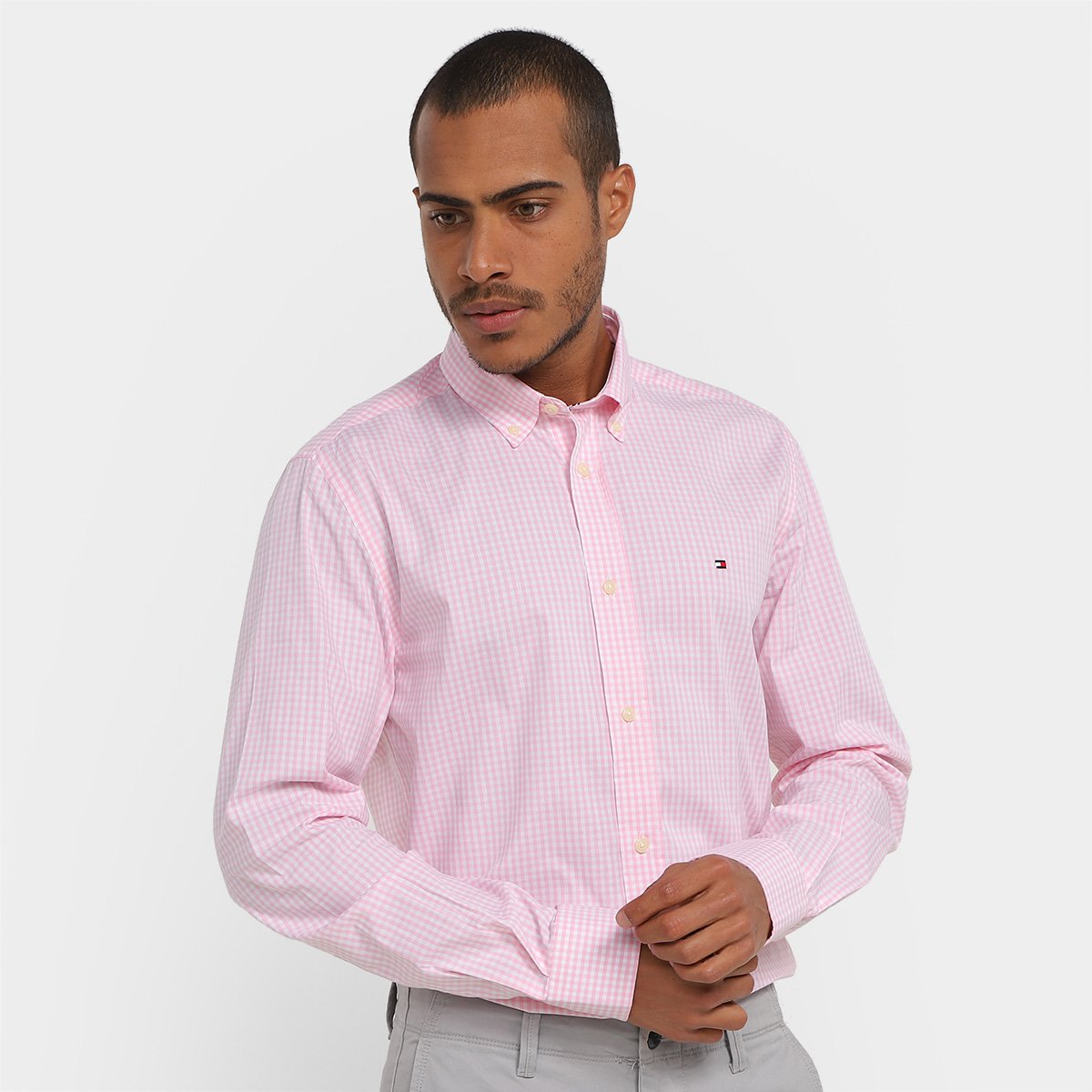 Camisa Manga Longa Tommy Hilfiger Xadrez Masculina - Azul Menor preço em Camisa Manga Longa Tommy Hilfiger Xadrez Masculina - Azul