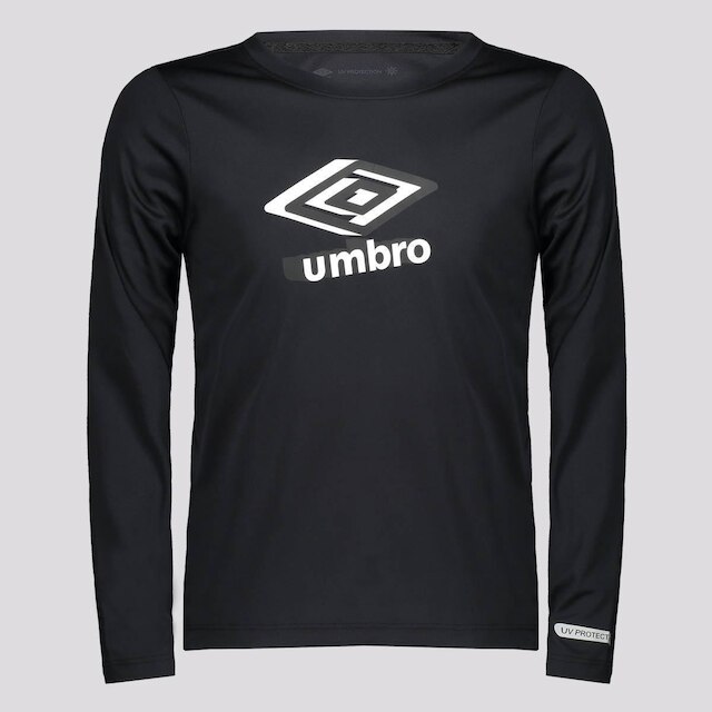 Camisa Manga Longa Umbro Basic Uv Juvenil Preta