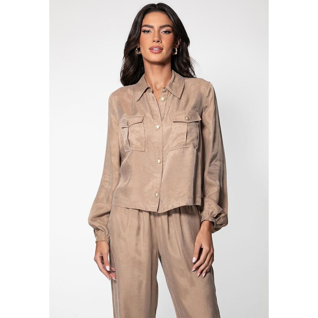 Camisa Manga Longa Viscose Eco Bege