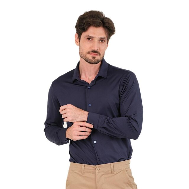 Camisa Masc. Slim Fit Elastic Tech Comfort Sibra ML4422S