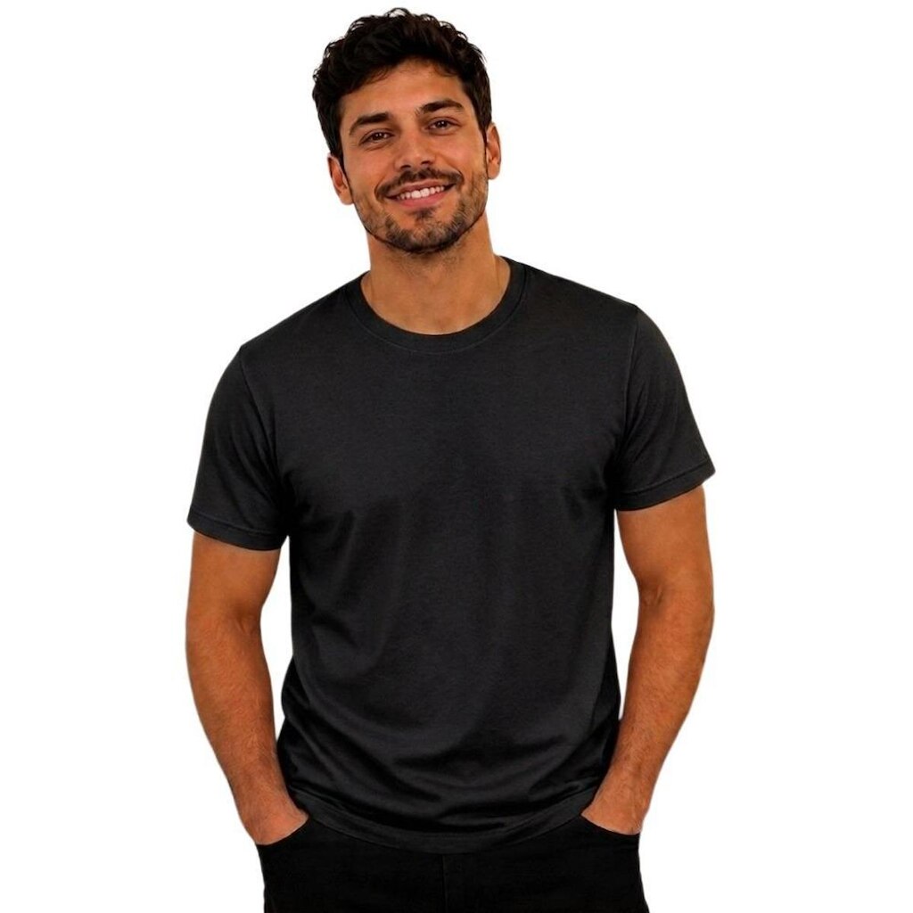 Camisa Masculina Basica Algodão Casual Manga Curta Lisa