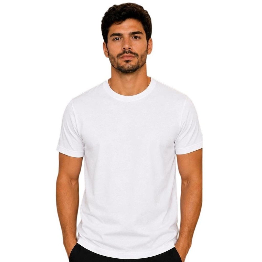 Camisa Masculina Basica Algodão Casual Manga Curta Lisa
