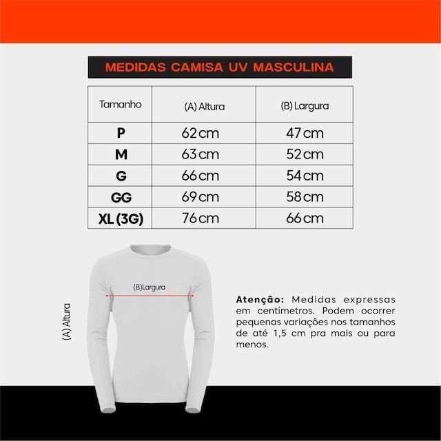 Camisa Masculina com Proteção UV 50+ Manga Longa Poliéster TR4
