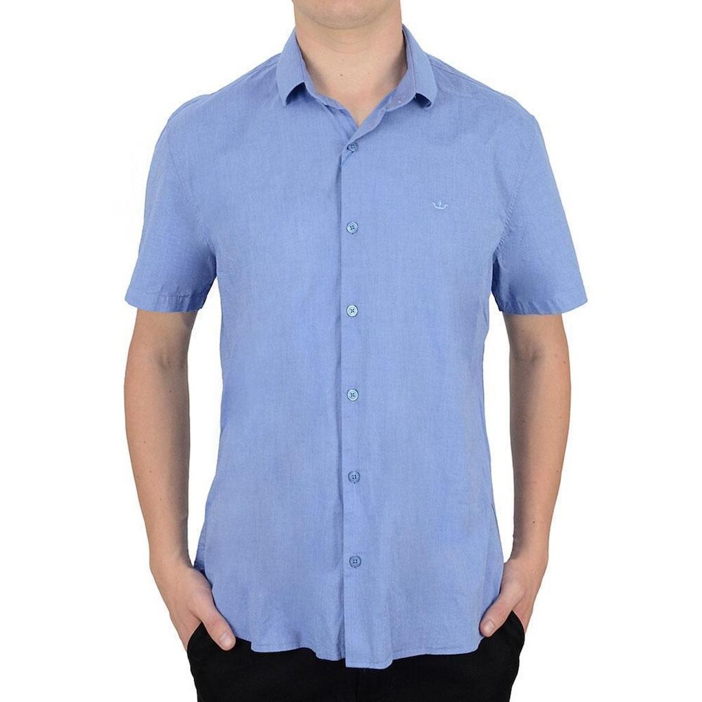Camisa Masculina Docthos MC Slim Azul Glacial - 2498