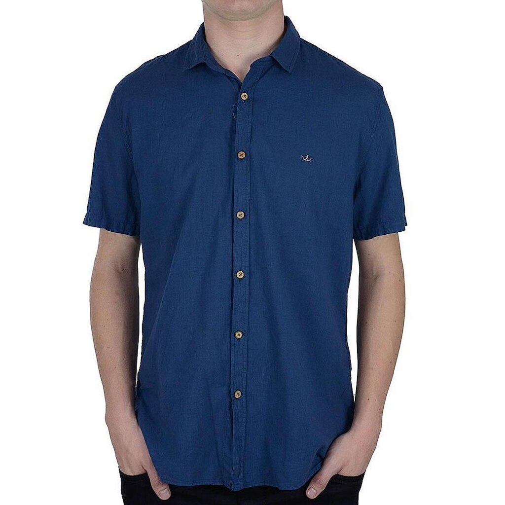 Camisa Masculina Docthos MC Slim Flamê Azul - 9073