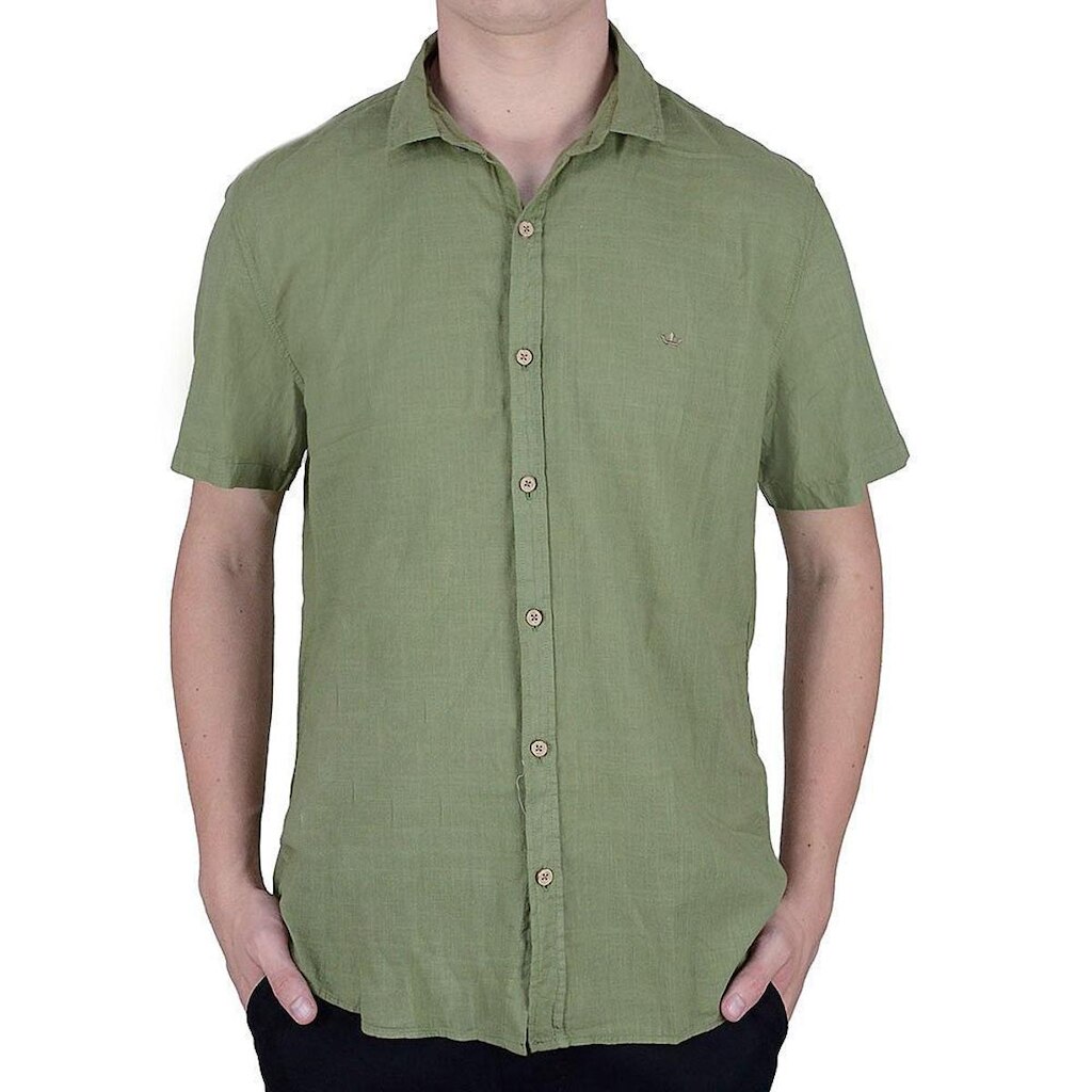 Camisa Masculina Docthos MC Slim Flame Verde Oliva - 1190