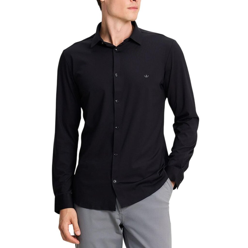 Camisa Masculina Docthos ML Malha Tech Slim Preta - 6054