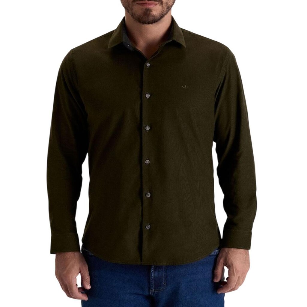 Camisa Masculina Docthos ML Relaxed Fit Verde Militar - 6054