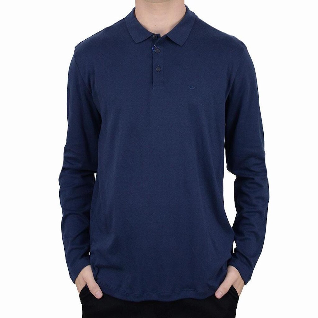 Camisa Masculina Docthos ML Slim Algodão Egípcio Azul 4769