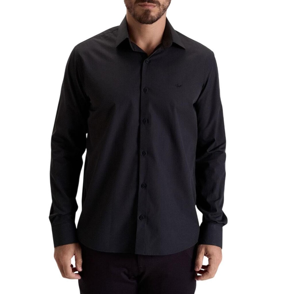 Camisa Masculina Docthos ML Xadrez Preta - 6052