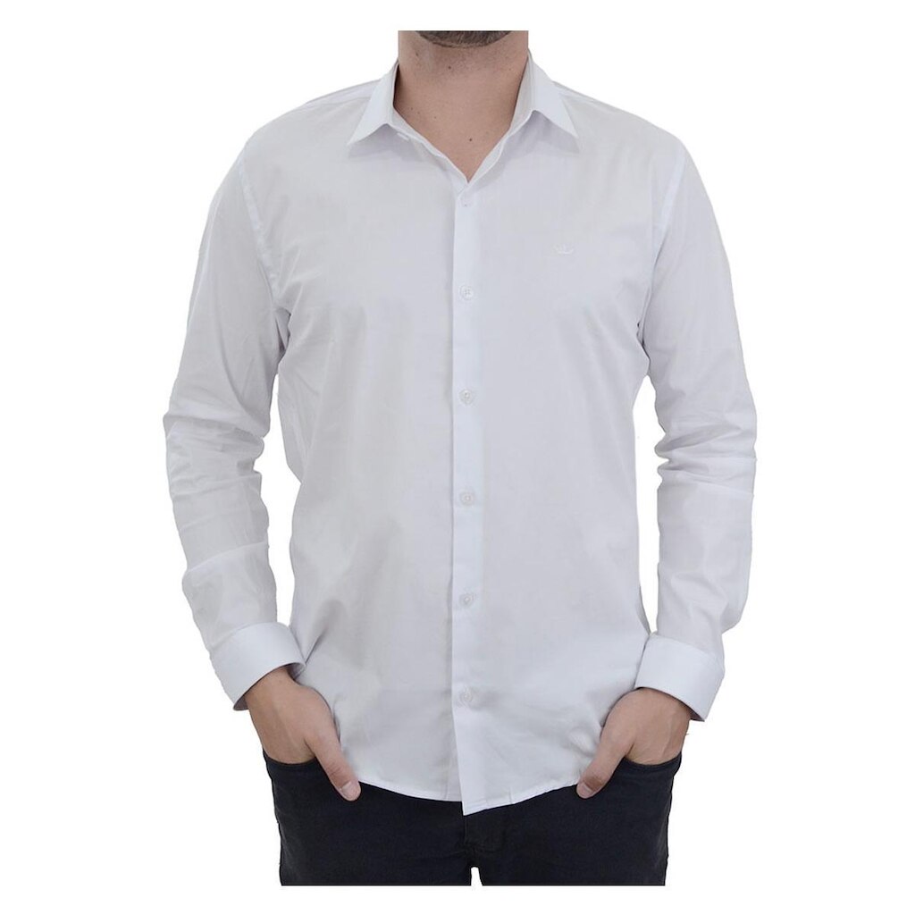 Camisa Masculina Docthos Slim Tricoline Branca - 1190