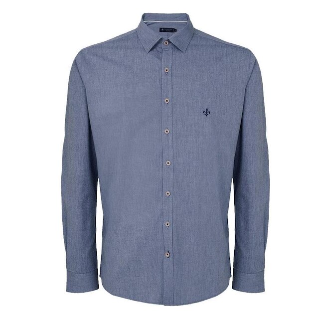 Camisa Masculina Dudalina ML Slim Fit Azul Médio - 53063078
