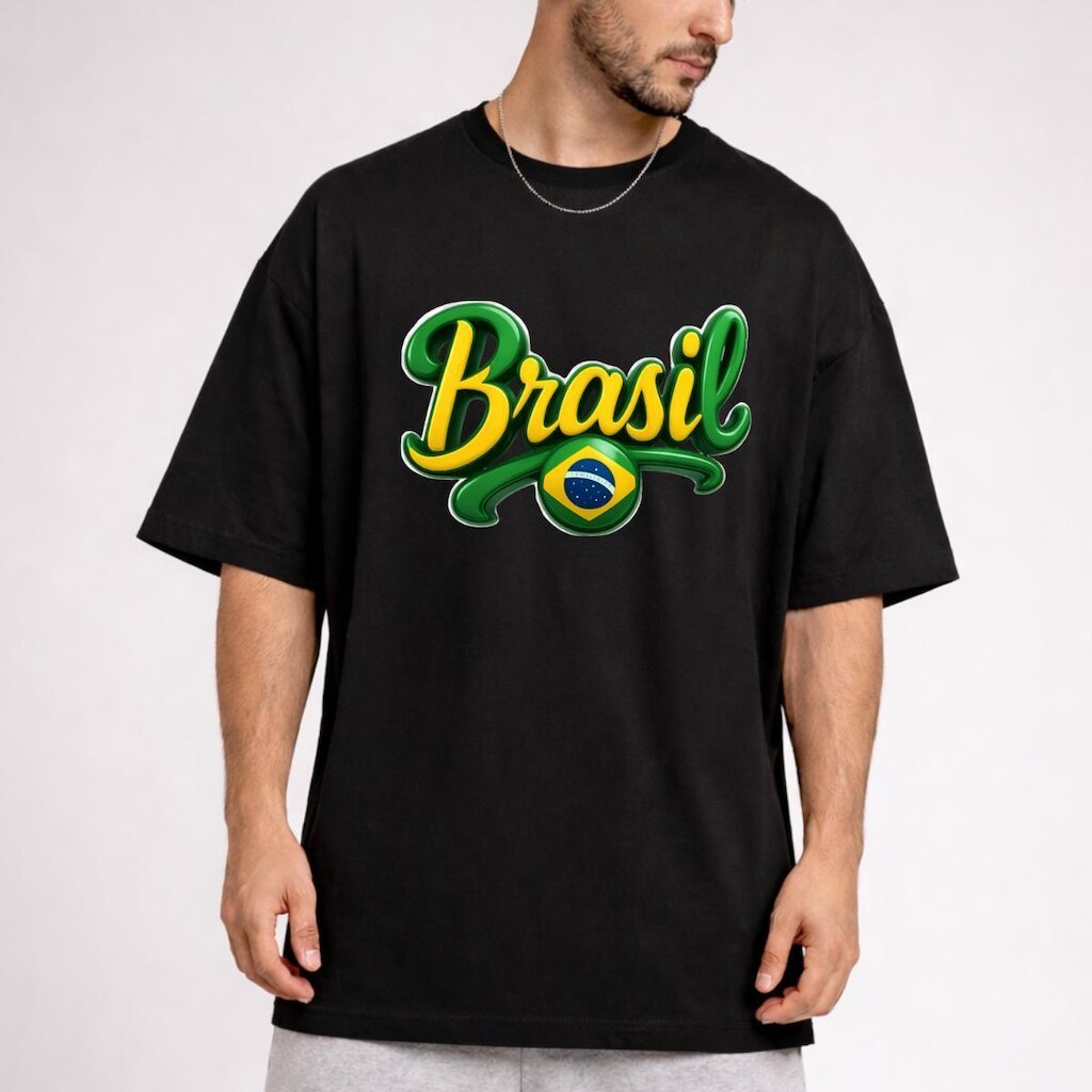 Camisa masculina e feminina Oversized Estampada Brasil Moda Verão
