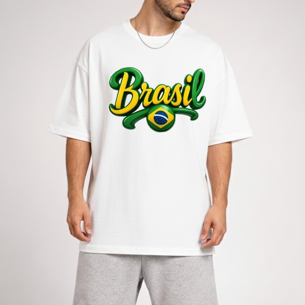 Camisa masculina e feminina Oversized Estampada Brasil Moda Verão