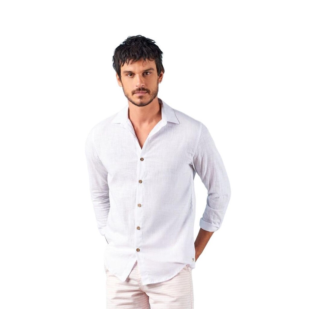 Camisa Masculina Eleven Comfort Lisa Manga Longa  Branco XGG
