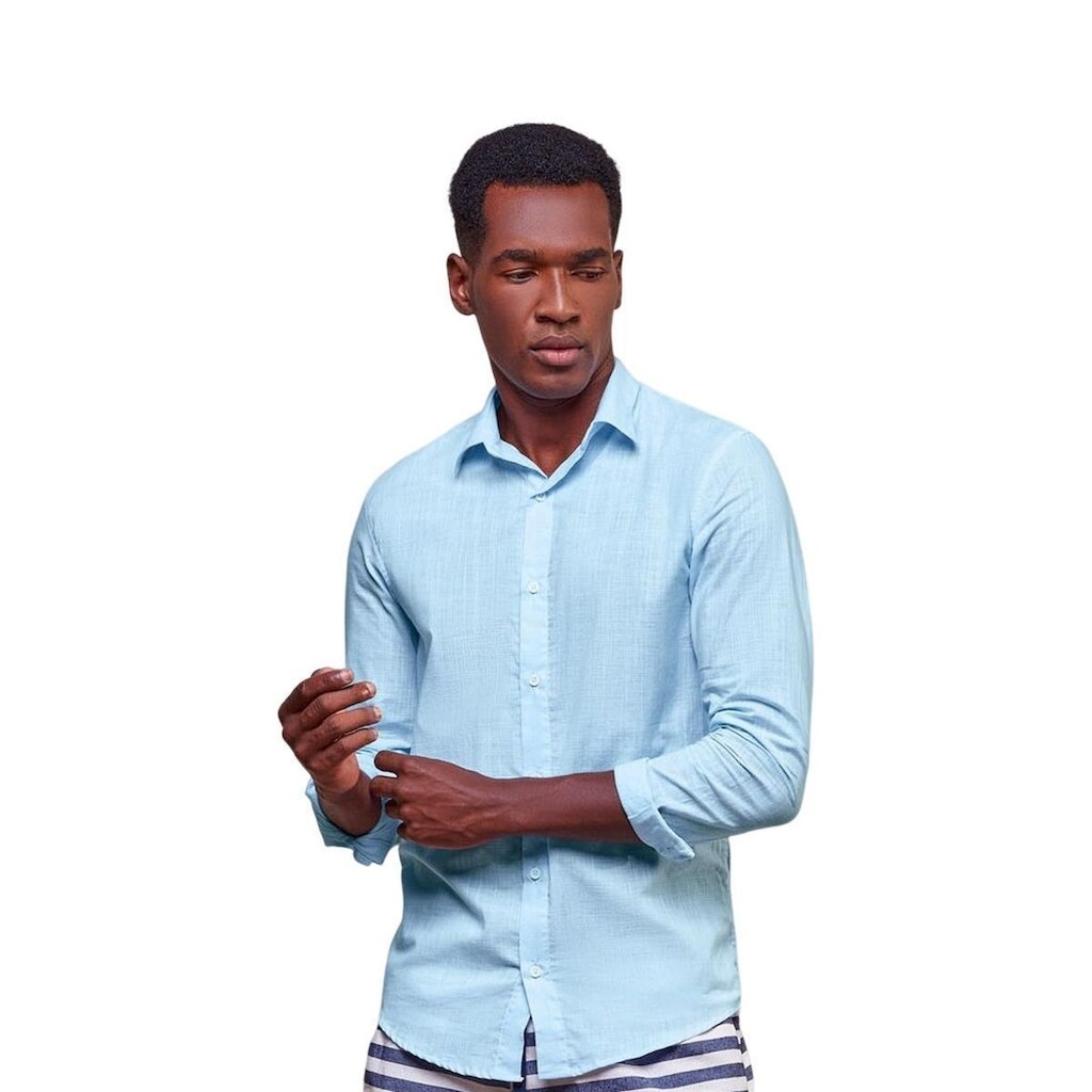 Camisa Masculina Eleven Manga Longa Flame Slim Azul M
