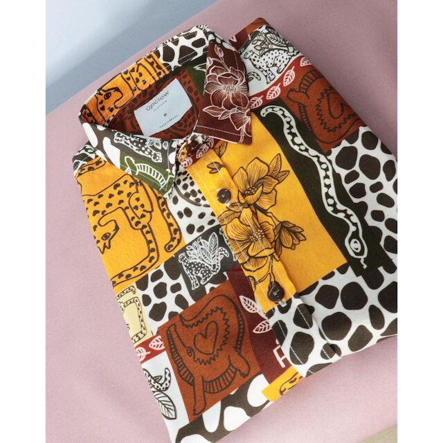 Camisa Masculina Estampada Manga Curta Viscose de Botão