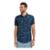 Camisa Masculina Estampada Viscose Bolso Frontal Manga Curta - Marinho