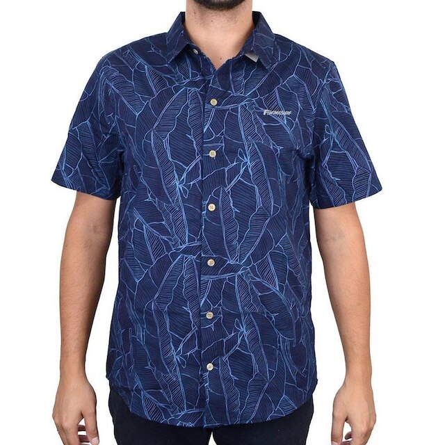 Camisa Masculina Freesuf MC Leaf Estampada Marinho - 110501