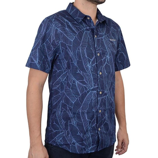 Camisa Masculina Freesuf MC Leaf Estampada Marinho - 110501