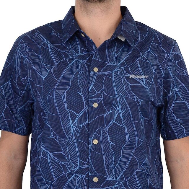 Camisa Masculina Freesuf MC Leaf Estampada Marinho - 110501