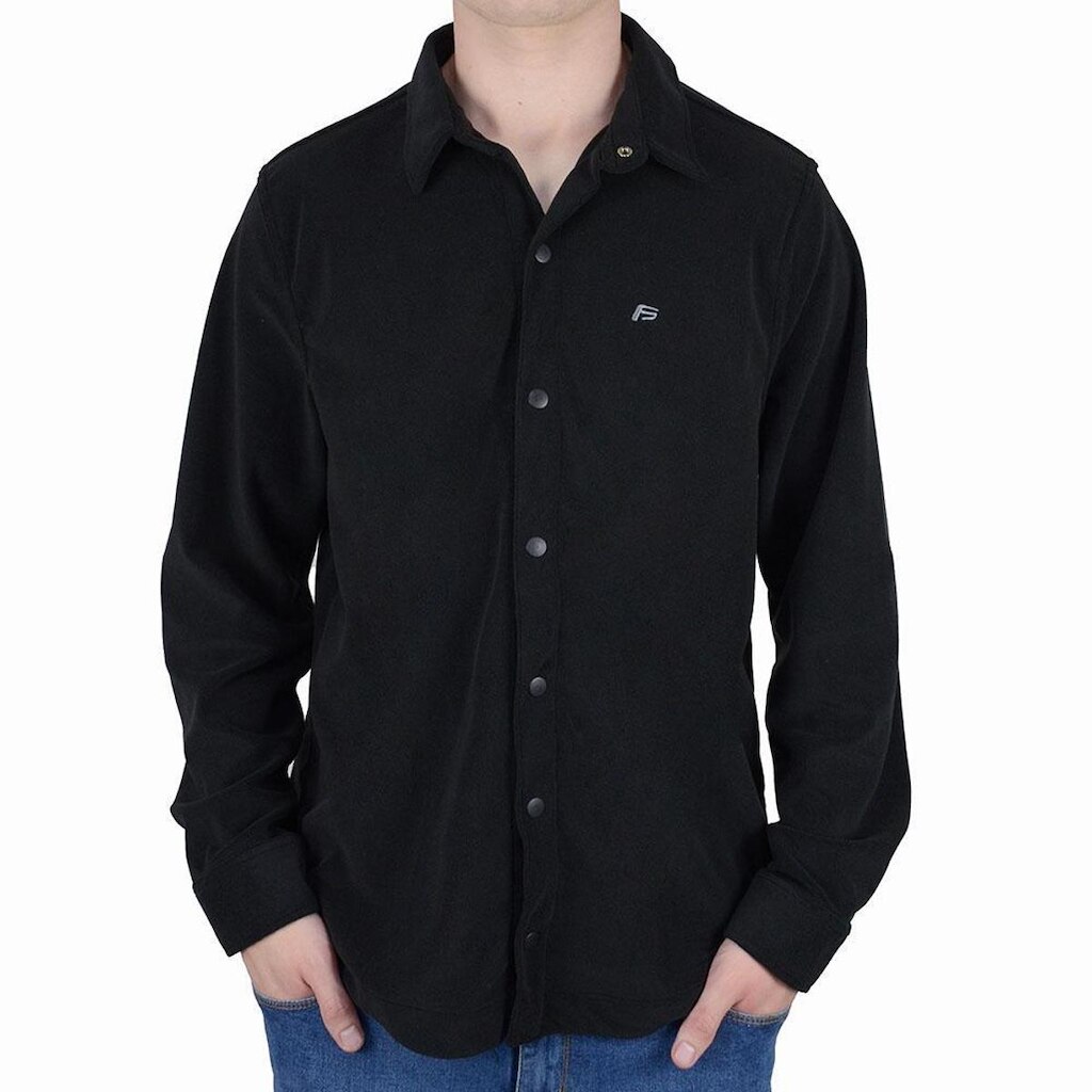 Camisa Masculina Freesurf ML Fleece Comfy Preta - 1105