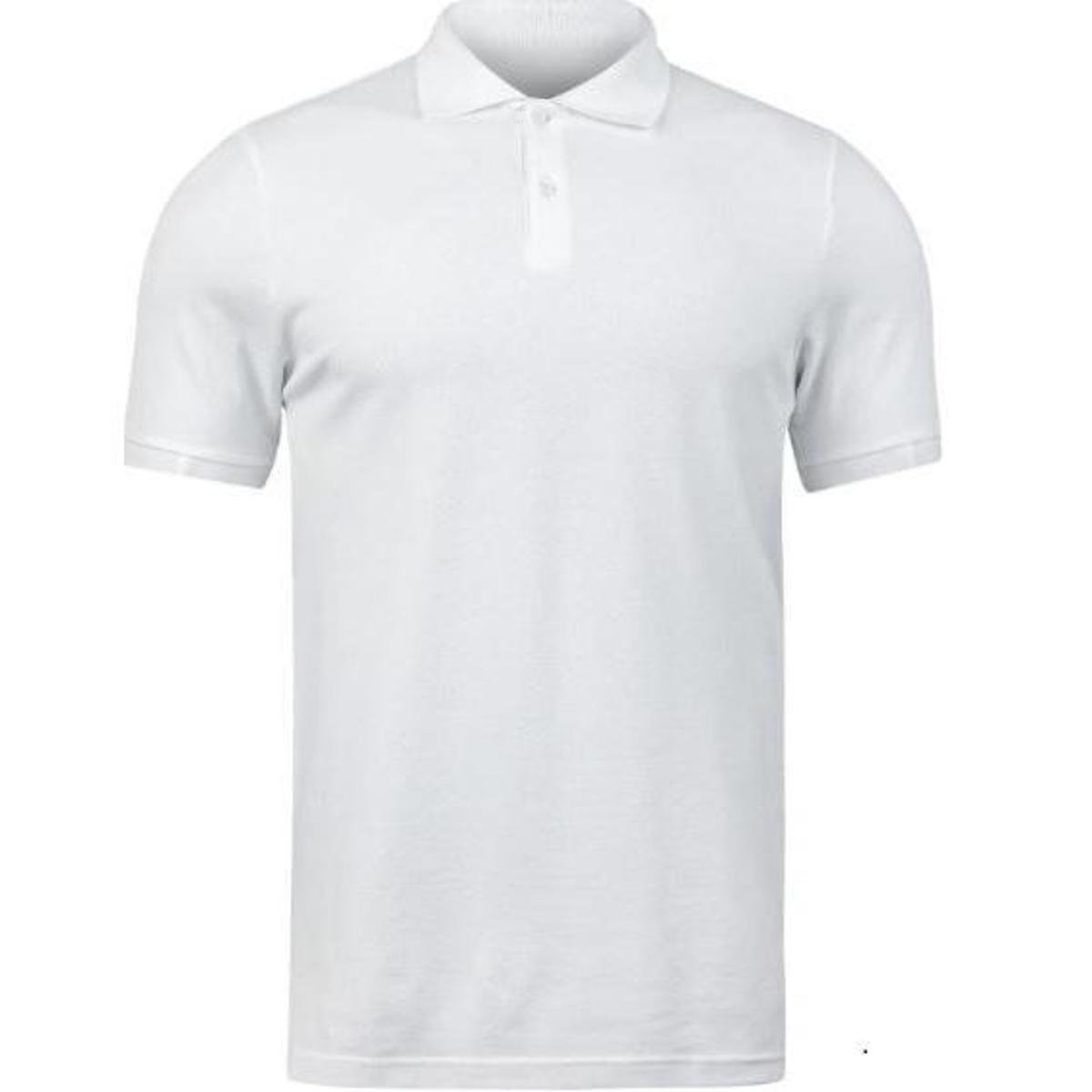 Camisa Masculina Gola Polo Piquet 100% poliéster - Branco Menor preço em Camisa Masculina Gola Polo Piquet 100% poliéster - Branco