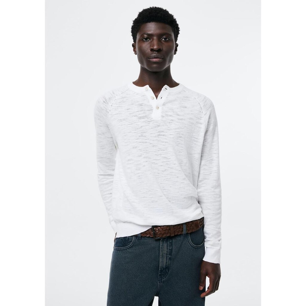 Camisa Masculina Henley Em Tricô