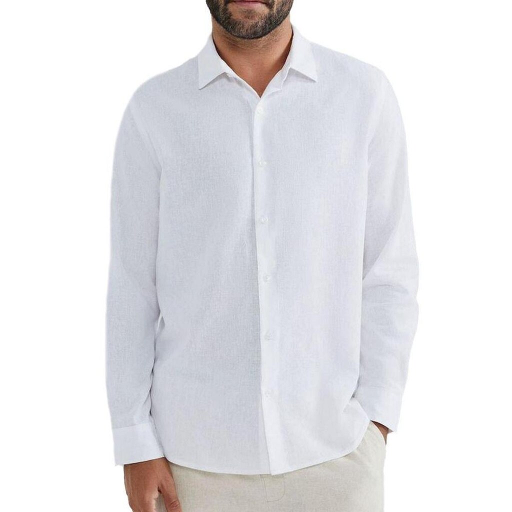 Camisa Masculina Hering ML Slim Linho Branca - LZ48N0ASI