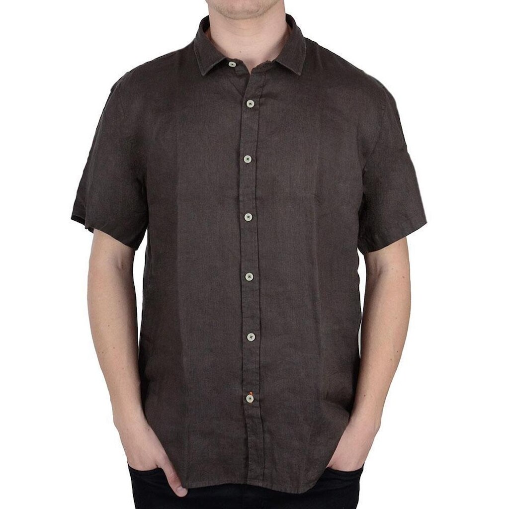 Camisa Masculina JAB MC Linho Marrom - 16CM010