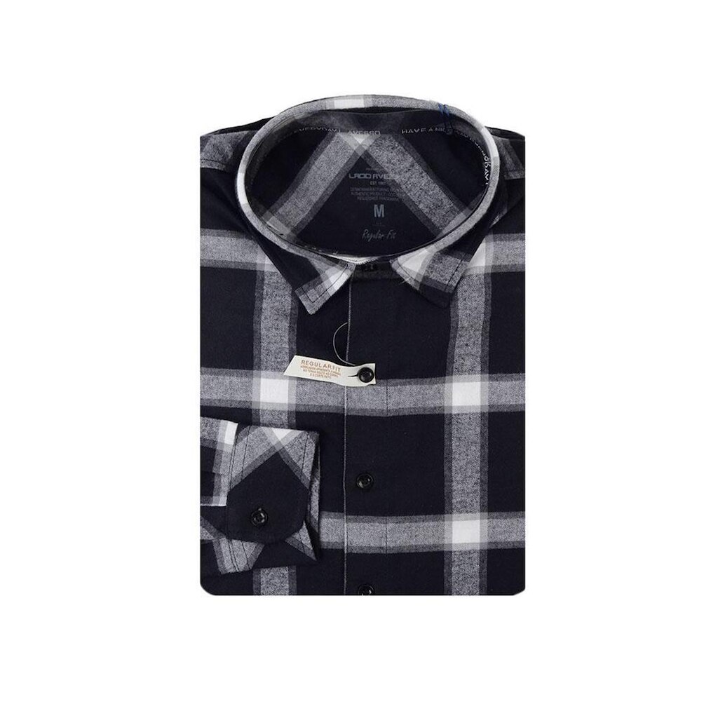 Camisa Masculina Lado Avesso ML Flanela Xadrez Preto - LH135