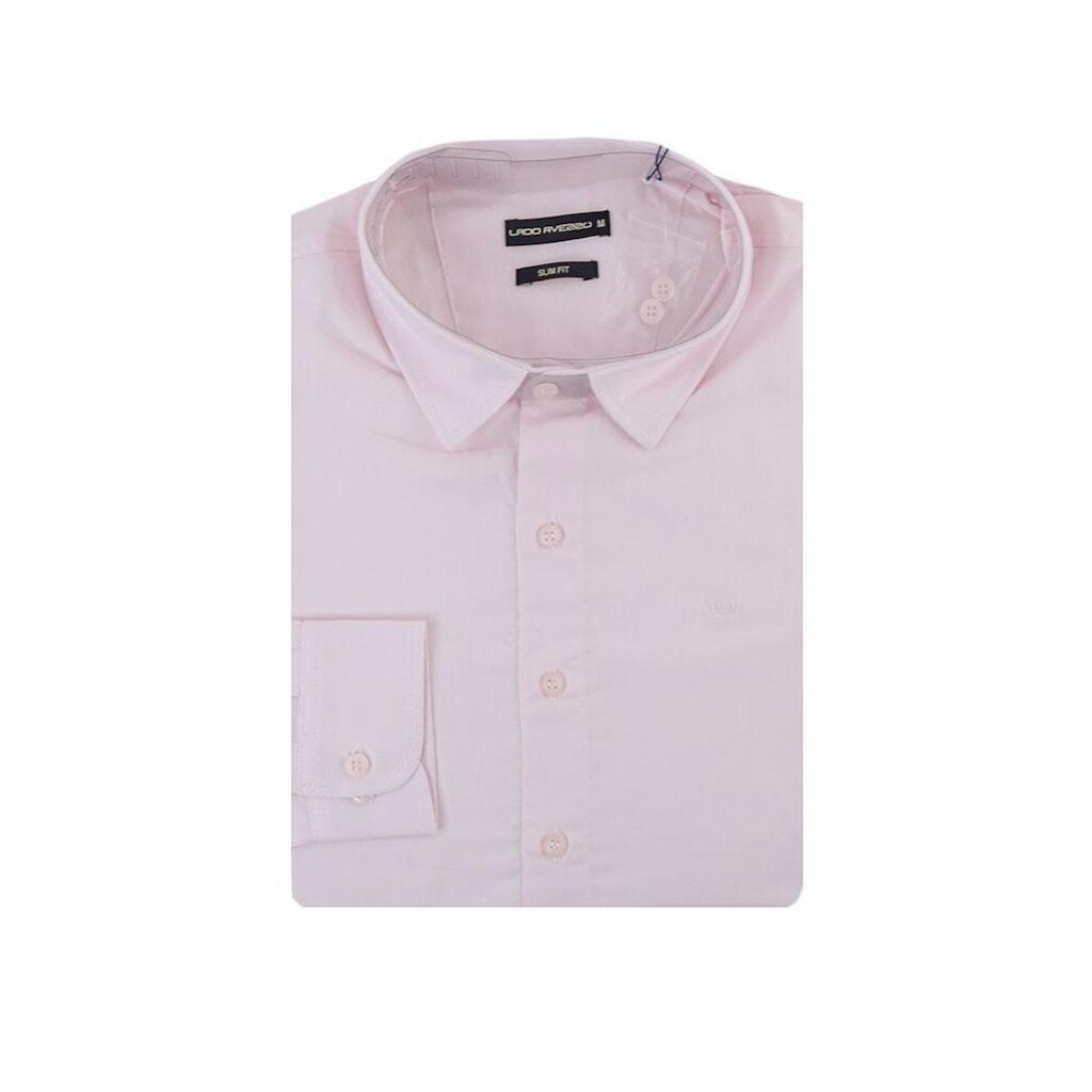 Camisa Masculina Lado Avesso ML Slim Fit Rosa Claro - LH1354