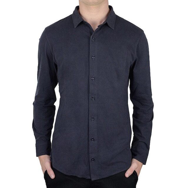 Camisa Masculina Lado Avesso Slim Fit Cinza - LH22