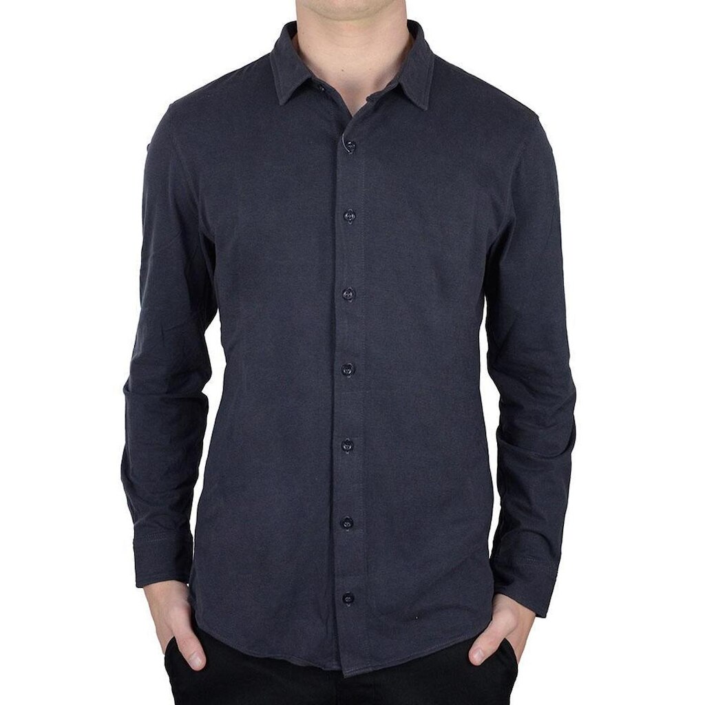 Camisa Masculina Lado Avesso Slim Fit Cinza - LH22