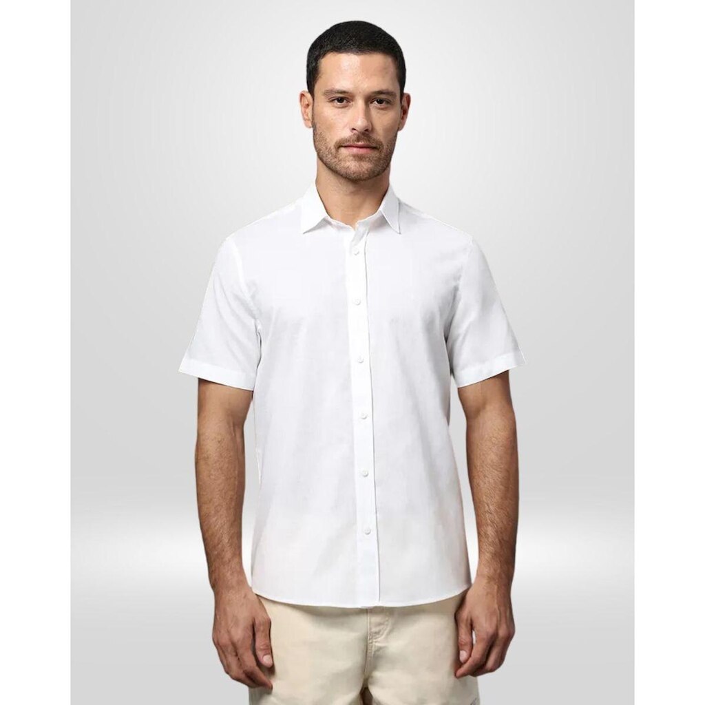 Camisa Masculina Linen Cotton Calvin Klein Jeans Branco