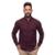 Camisa Masculina Linho Manga Longa Gola Padre Lisa Casual - Vinho
