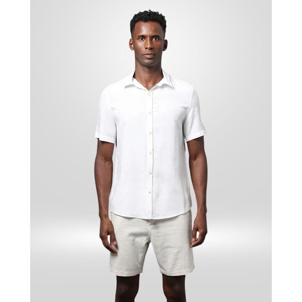 Camisa Masculina Listras Detalhes Calvin Klein Jeans Branco