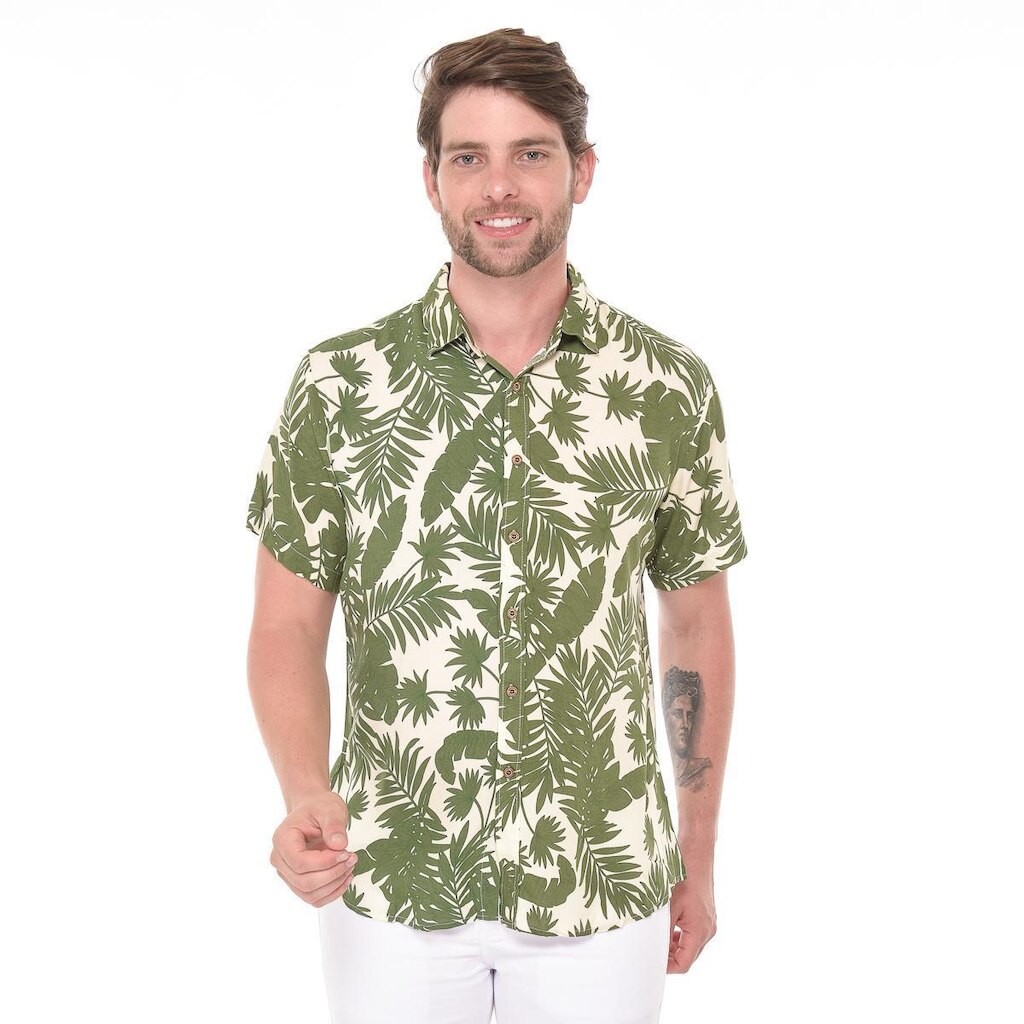 Camisa Masculina Manga Curta Casual Moda Tendência Estação