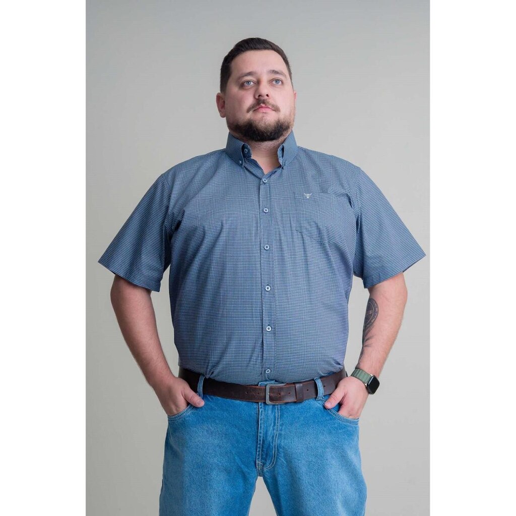 CAMISA MASCULINA MANGA CURTA TEXAS FARM - CAC777 - DO G3 AO G4 - XADREZ
