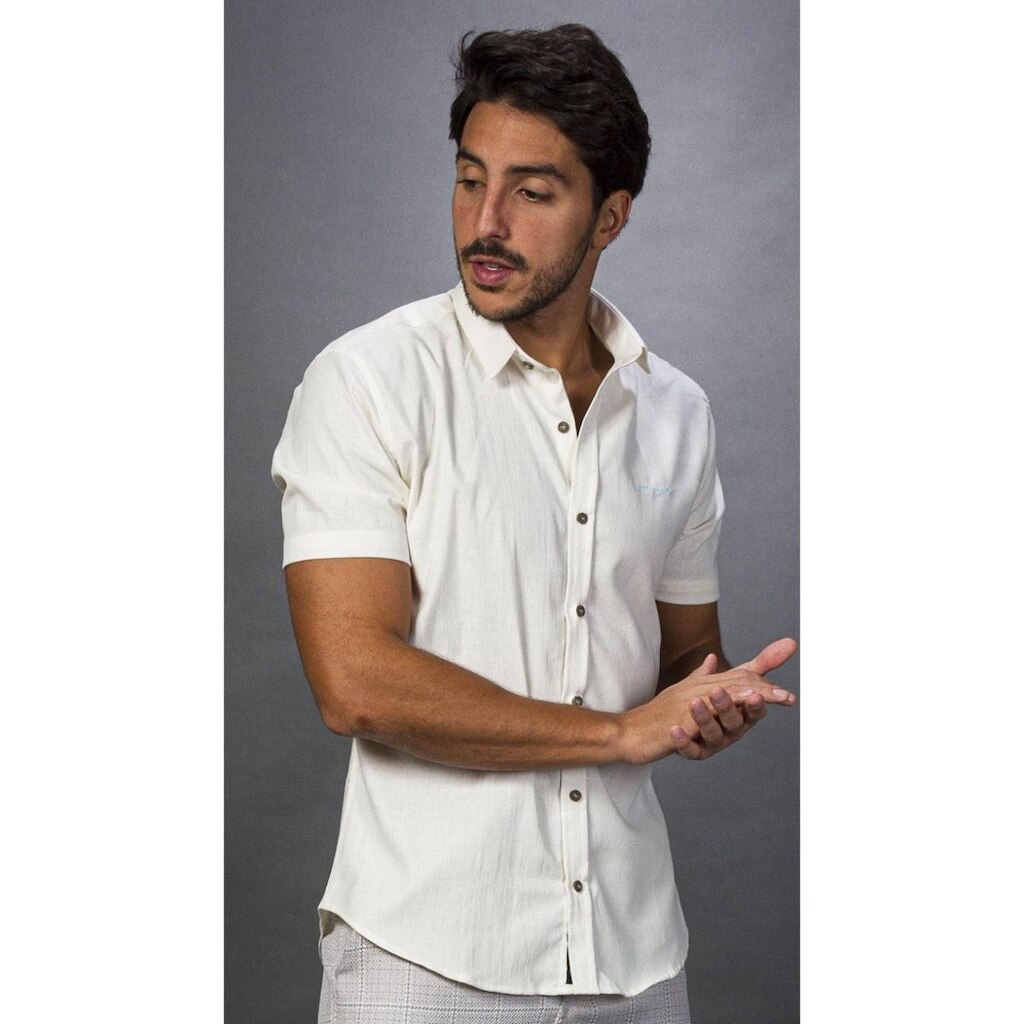 Camisa Masculina Manga Curta Viscose Twill Per Pochi