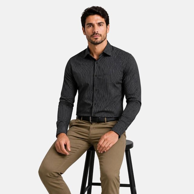 Camisa Masculina Manga Longa Alto Padrão Algodão Egípcio Medson