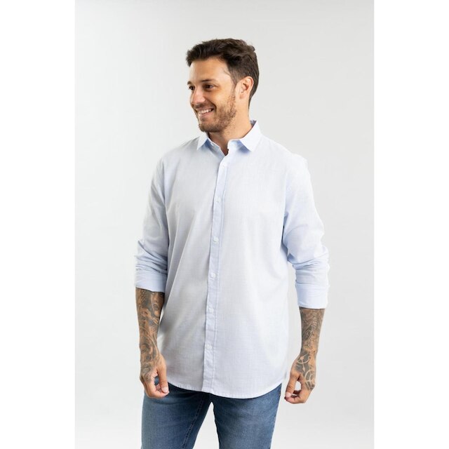 Camisa Masculina Manga Longa em Algodão com Botões Dialogo