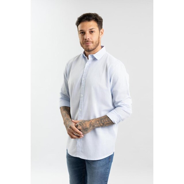 Camisa Masculina Manga Longa em Algodão com Botões Dialogo