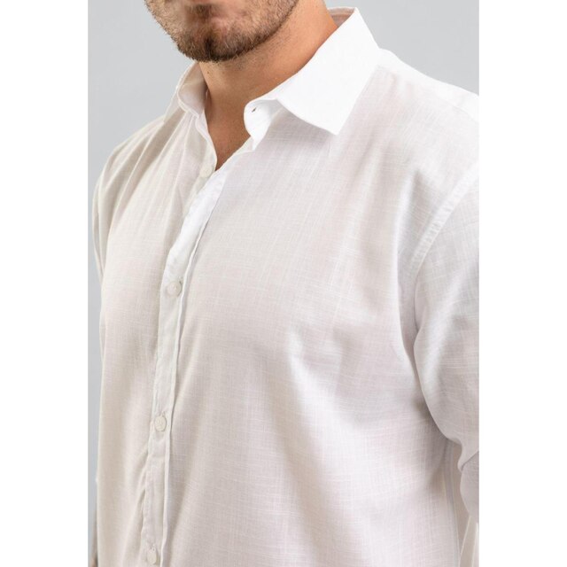 Camisa Masculina Manga Longa em Algodão com Botões Dialogo