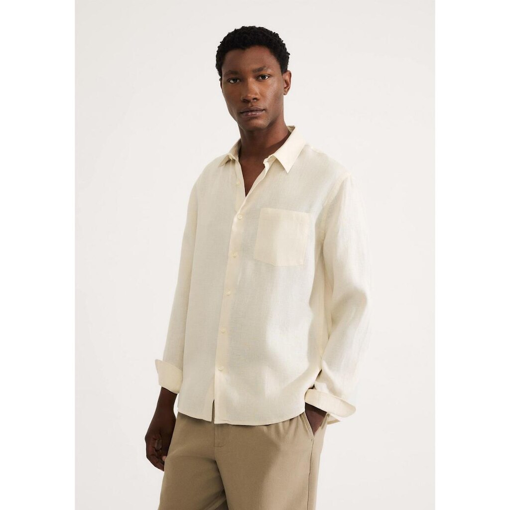 Camisa Masculina Manga Longa Em Linho