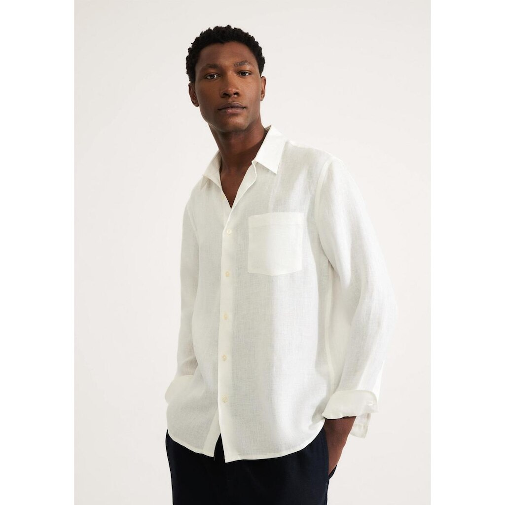 Camisa Masculina Manga Longa Em Linho