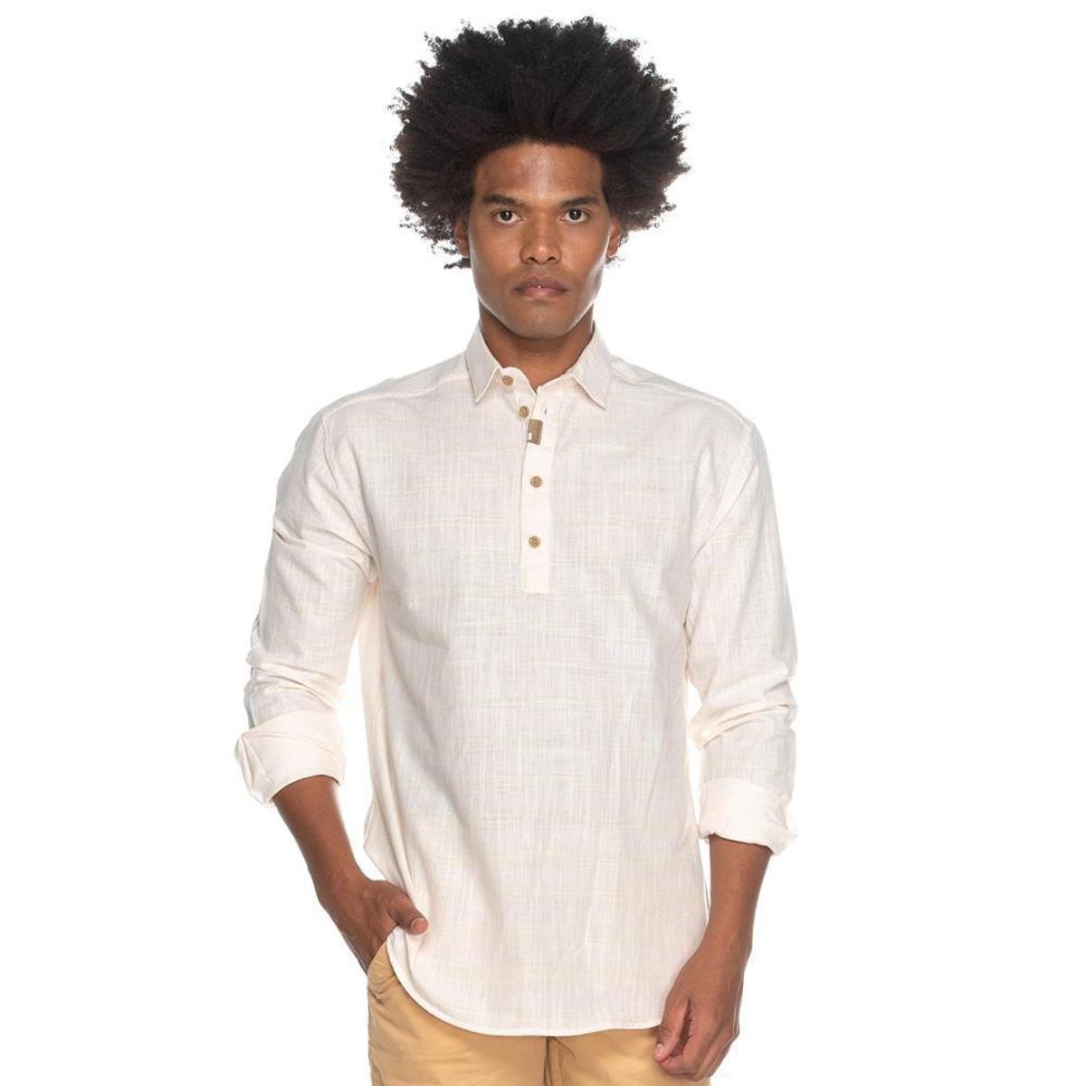 Camisa Masculina Manga Longa Listrada Casual Botões Menor preço em Camisa Masculina Manga Longa Listrada Casual Botões