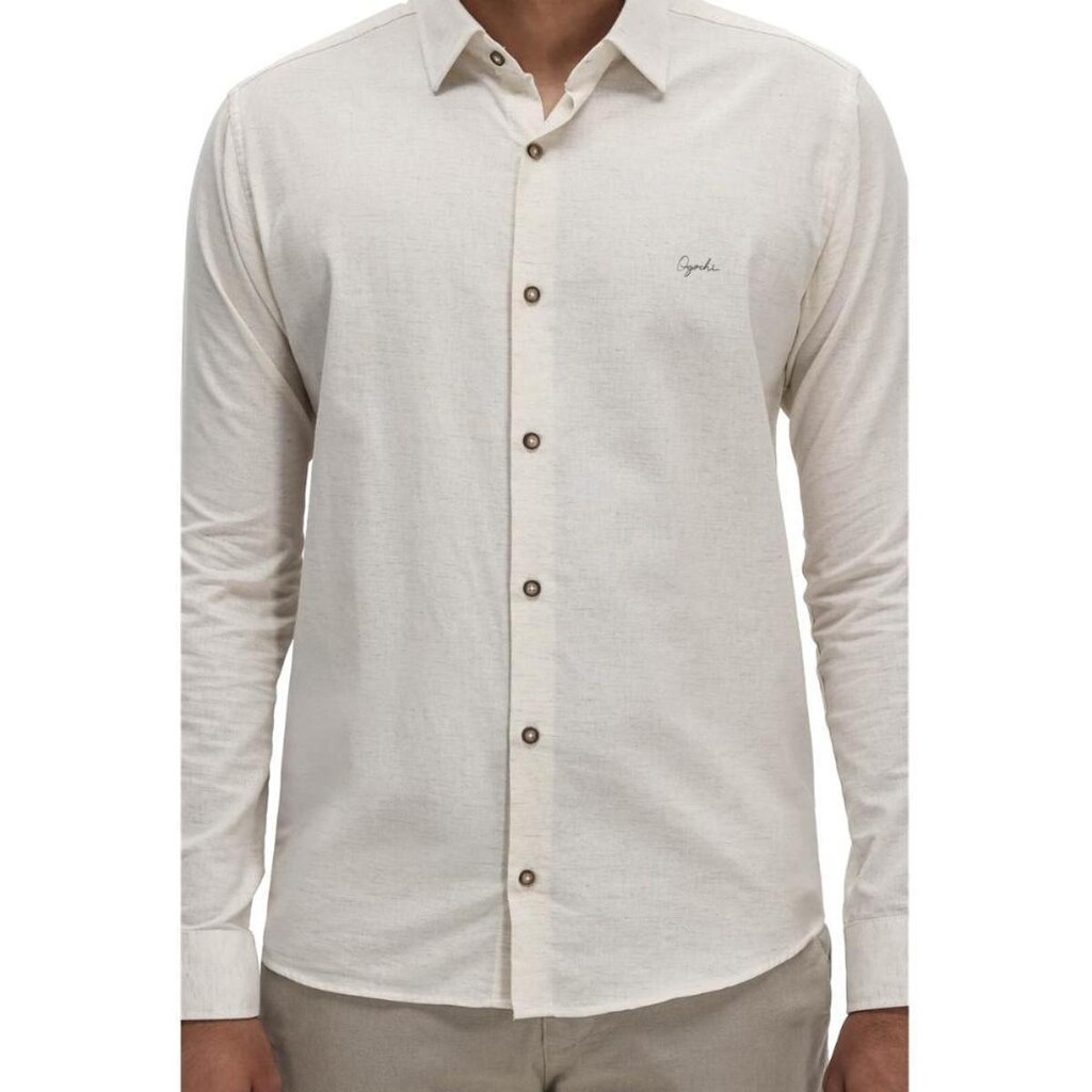 Camisa Masculina Manga Longa Ogochi 001530022 OffWhite