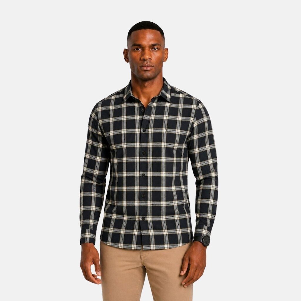 Camisa Masculina Manga Longa Xadrez Algodão Medson
